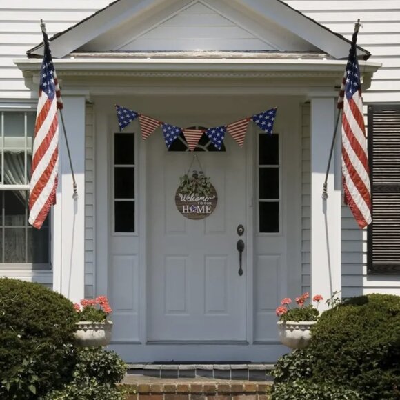 Interchangeable Seasonal Welcome Sign - Rustic Round Wood Wreaths Wall Hanging - Picture 7 of 10